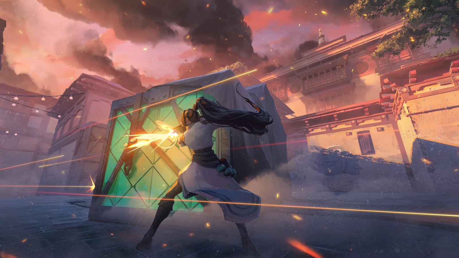VALORANT China Launch artwork showing an agent in a competitive firefight
