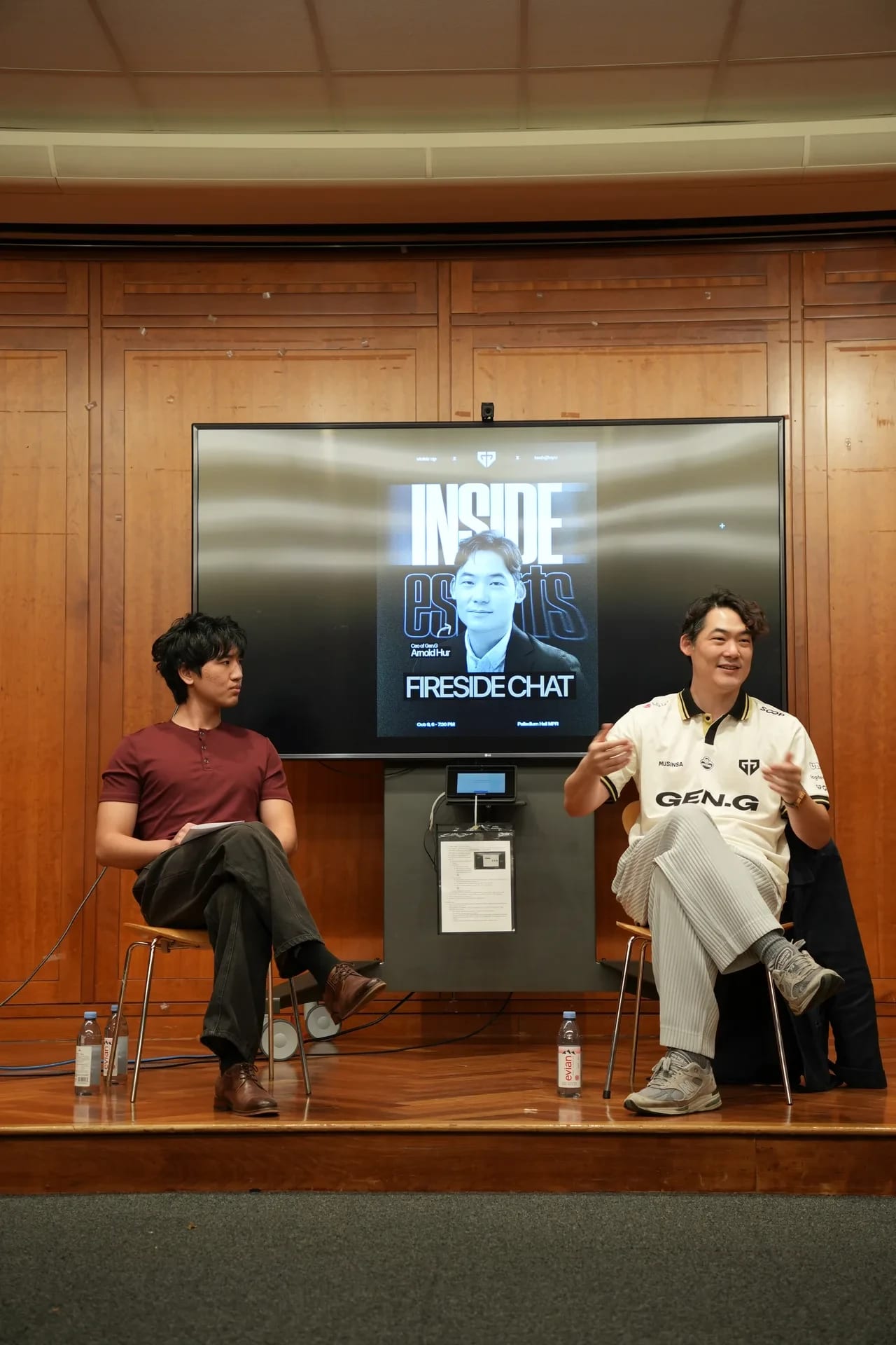 Arnold Hur and the moderator on stage at the Gen.G fireside chat