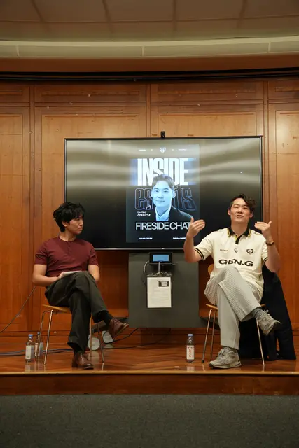 Arnold Hur and the moderator on stage at the Gen.G fireside chat