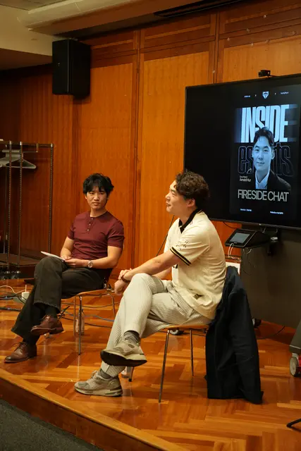 Arnold Hur and the moderator on stage at the Gen.G fireside chat