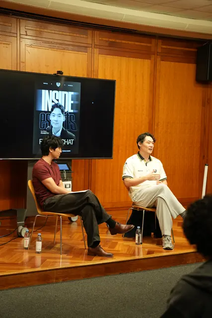 Arnold Hur and the moderator on stage at the Gen.G fireside chat
