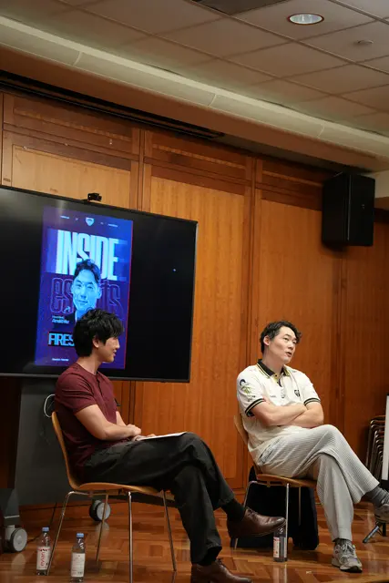 Arnold Hur and the moderator on stage at the Gen.G fireside chat