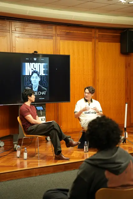 Arnold Hur and the moderator on stage at the Gen.G fireside chat