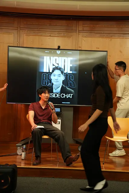 Arnold Hur and the moderator on stage at the Gen.G fireside chat